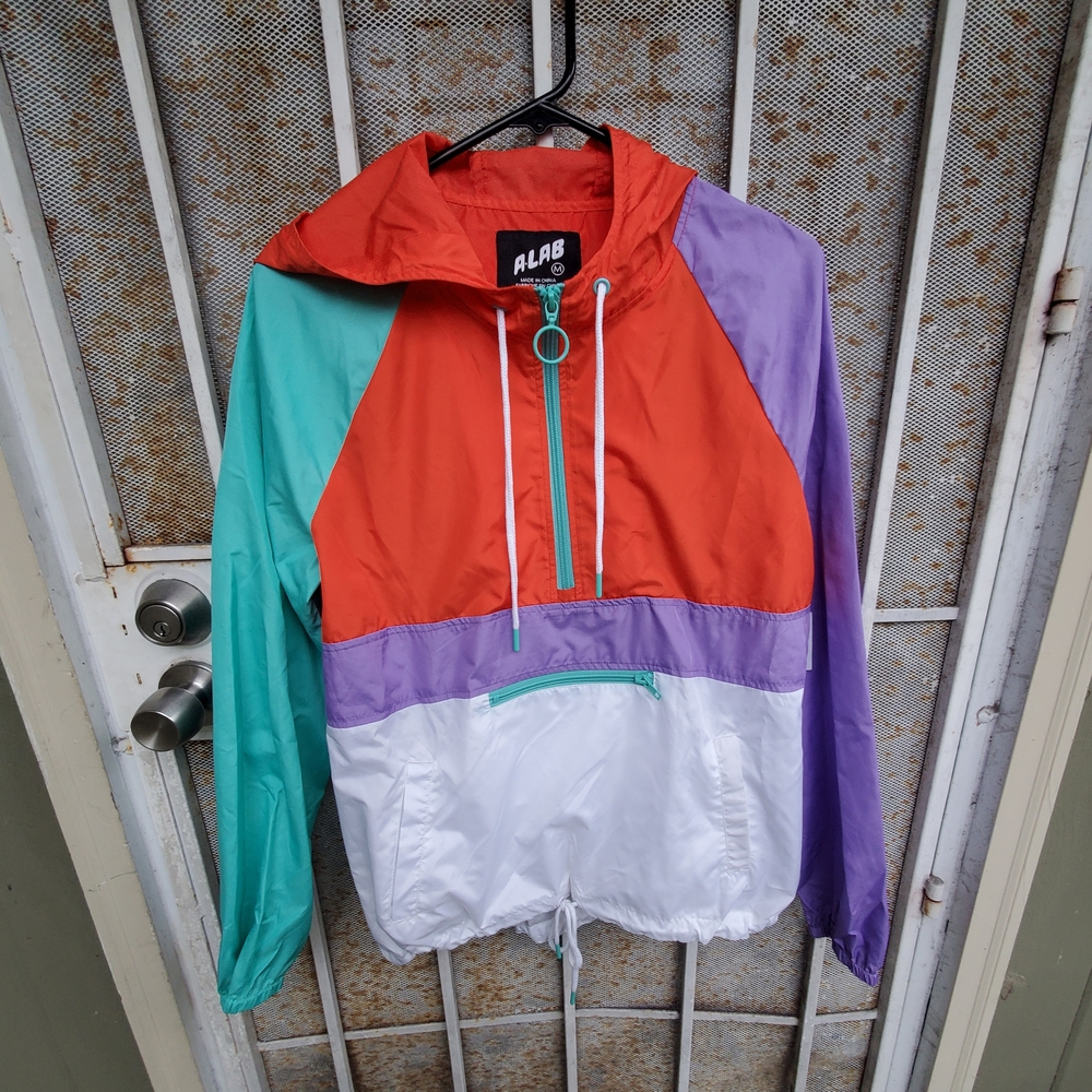 NWT A-Lab Women's 90s retro Colorblock Windbreaker jacket size M.